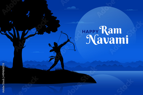 Photo Shree Ram Navami celebration Lord Rama standing with bow and arrow