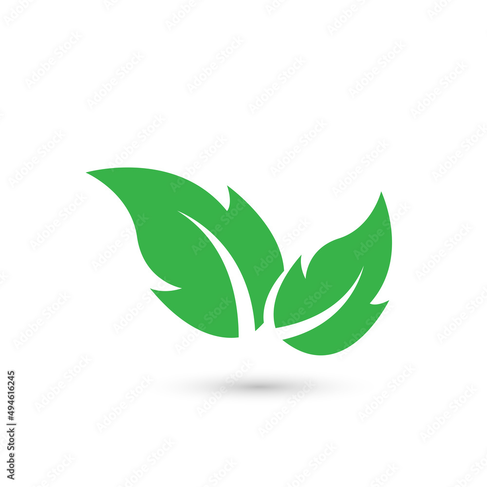 Two green leaves in icon design, nature leaf logo, geometrical abstract leaves logo, icon, symbol, object. and Bio eco template style of modern leaf vector, illustration Two green leaves in icon design, nature leaf logo, geometrical abstract leaves logo, icon, symbol, object. and Bio eco template style of modern leaf vector, illustration