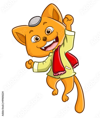 The cat with muslim cap and a red scarf