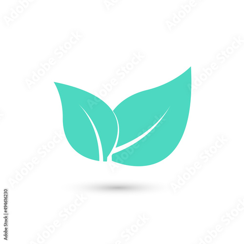 Light blue of leaf design, nice natural leaf vector in blue color, abstract leaf on white background template