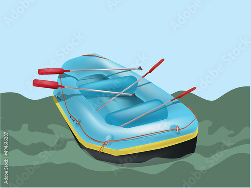Rubber Raft on the water vector