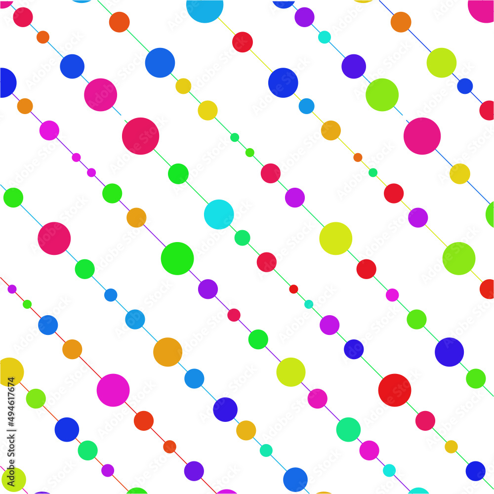 Colorful Dots On Colorful Lines Pattern Design