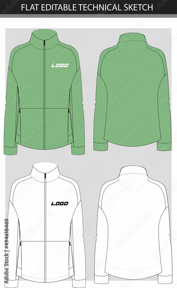 Performance jacket flat sketch vector file Stock Vector | Adobe Stock