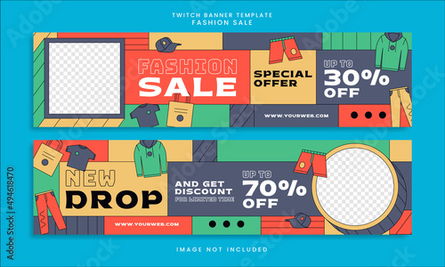Groovy fashion sales twitch banner template