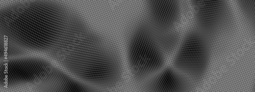 Background with convex forms. Grid surface with ripples and reflections. 3d dynamic vector illustration.