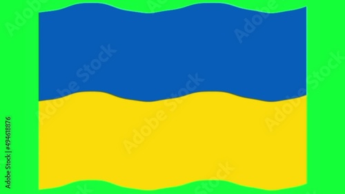 ukrine flag waving in the wind with greenscreen transparent) 3d rendering