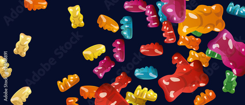 Gummy Bear Candy Background. Jelly Bear vector illustration.