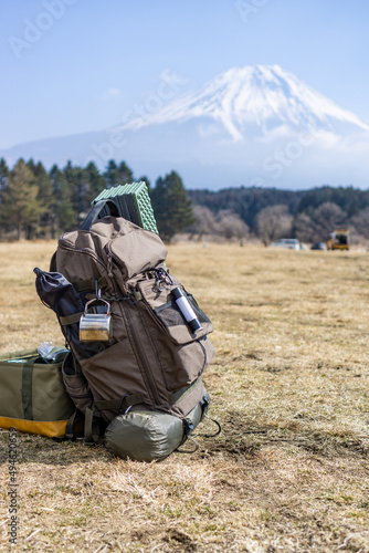 富士山の見えるキャンプ場でバックパックキャンプ