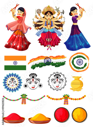 Set of Indian Hindu object decoration