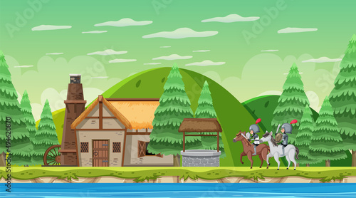 Medieval military camp scene