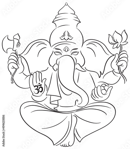 Indian elephant god on white background