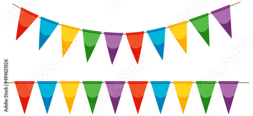 Colorful flags on strings