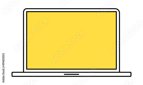 デバイスのフラットな線画のベクターイラスト。ラップトップコンピューター、ノートパソコン、PC
