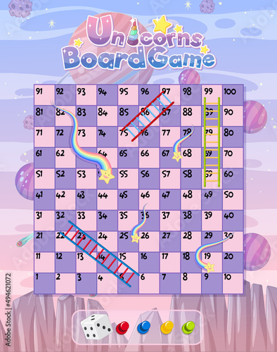 Snake Ladder game in unicorn pastel theme