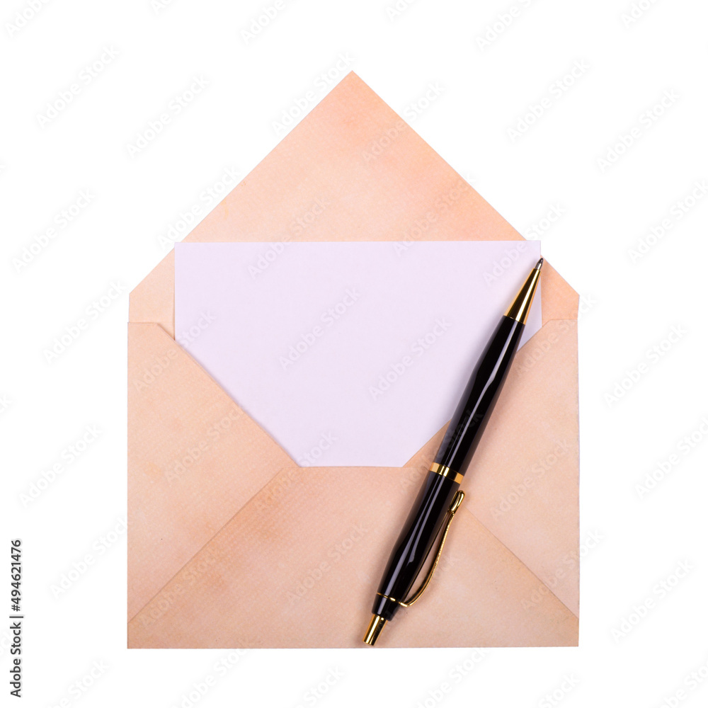 Old envelope made from old pepper with pen and blank isolated on white background Old envelope made from old pepper with pen and blank isolated on white background