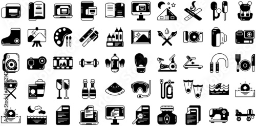 hobbies and free time icon set