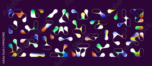 Set of simple gradient abstract random blob shapes and objects photo