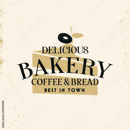 Vintage Bakery Logo Design, Cupcakes and Bread, Coffee Shop Label