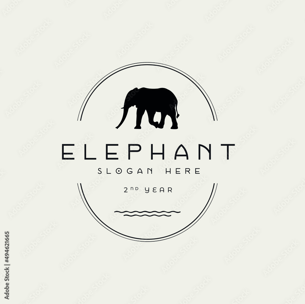 Handdrawn Elephant Logo design vector template safari animal badge, label.  Stock Vector | Adobe Stock