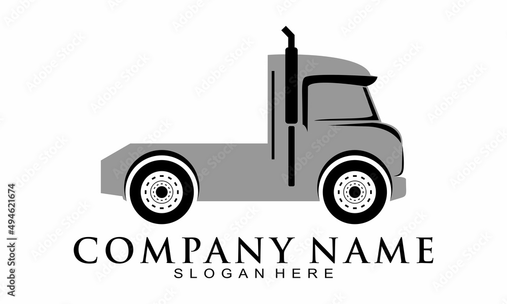 Trailer truck head illustration vector logo