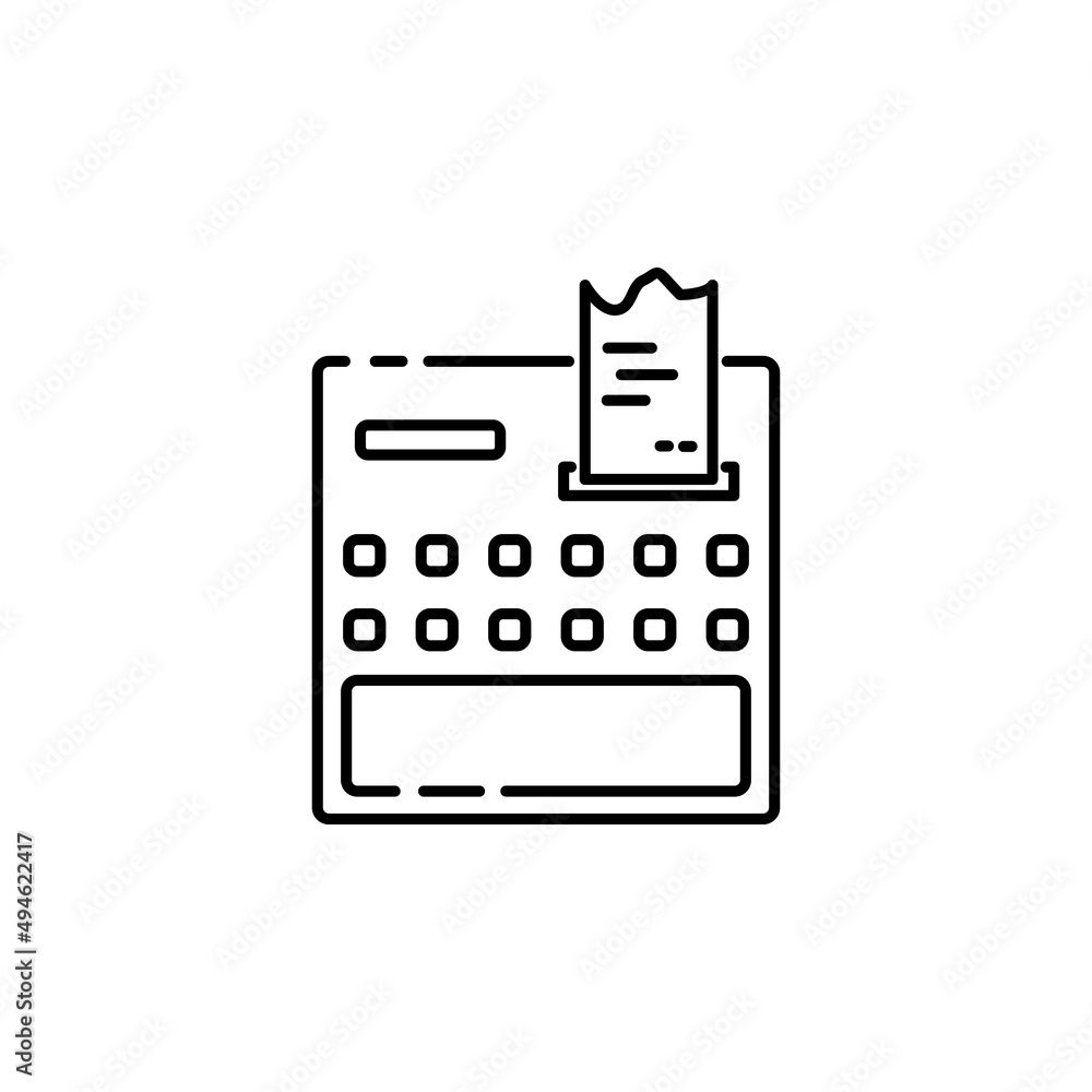 Cash register premium line icon. Simple high quality pictogram. Modern outline style icons. Stroke vector illustration on a white background. Finance and economy vector Cash register premium line icon. Simple high quality pictogram. Modern outline style icons. Stroke vector illustration on a white background. Finance and economy vector