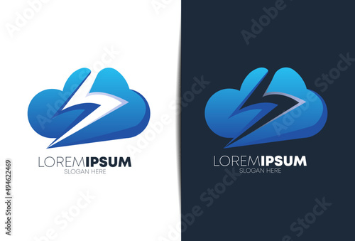 Cloud with thunder logo design Premium Vector