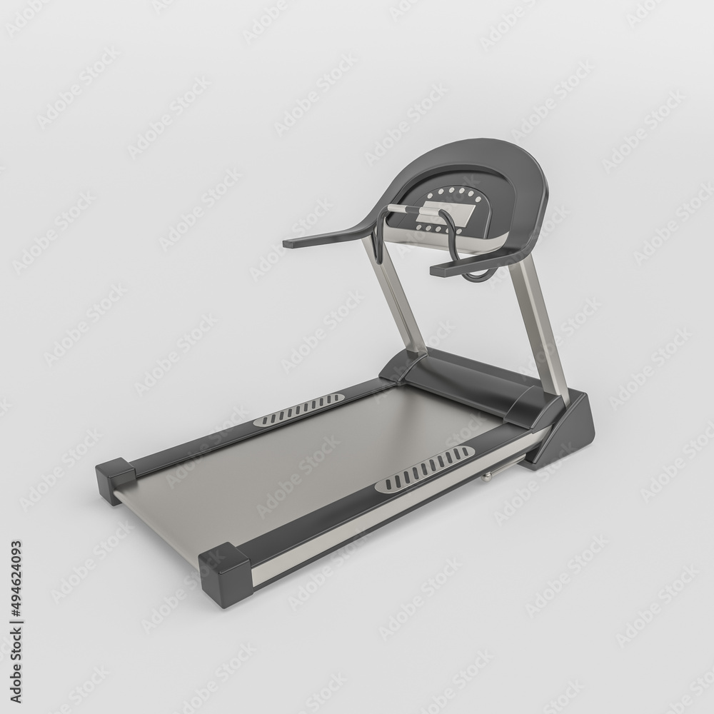 3d render illustration of treadmill. Modern trendy design. Black and silver colors. 3d render illustration of treadmill. Modern trendy design. Black and silver colors.