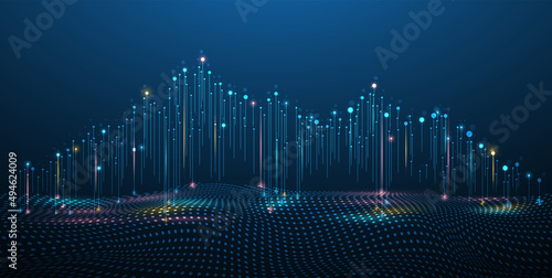 Big data network concept, internet connection, sound wave and wireless signal use business finance as abstract background image.