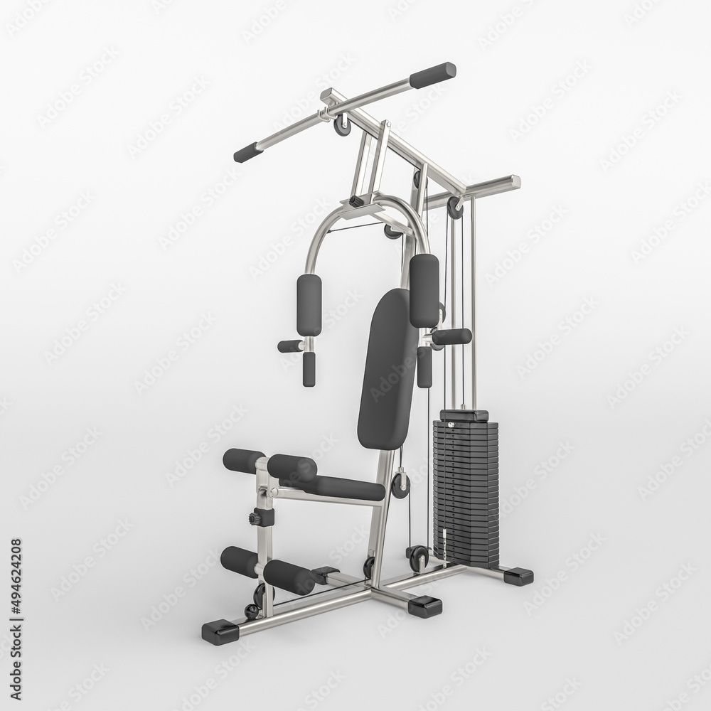 3d render illustration of
multifunctional weight training machine. Modern trendy design. White and black colors. 3d render illustration of
multifunctional weight training machine. Modern trendy design. White and black colors.