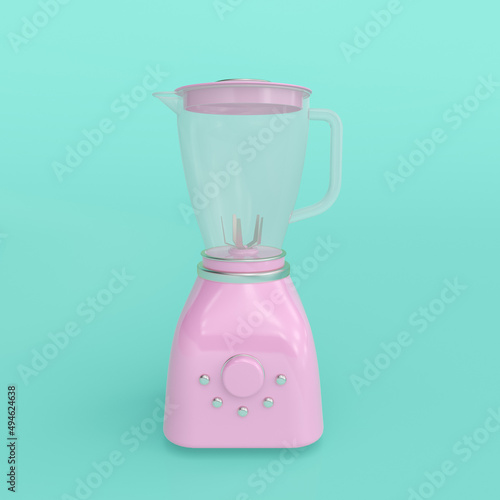 3d render illustration of stationary blender. Modern trendy design. Pink and green colors. © Olya Fedorova