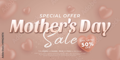 Realistic banner design for mother's day sale celebration