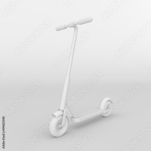 3d render illustration of electric scooter. Modern trendy. White and gray colors. 