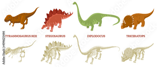 Dinosaurs Skeleton Compositions Set © Macrovector