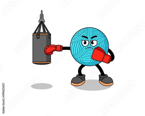 Illustration of yarn ball boxer