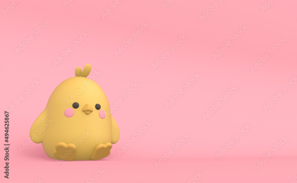 3d render illustration of cute little chicken. Modern trendy design. Pastel colors. 3d render illustration of cute little chicken. Modern trendy design. Pastel colors.