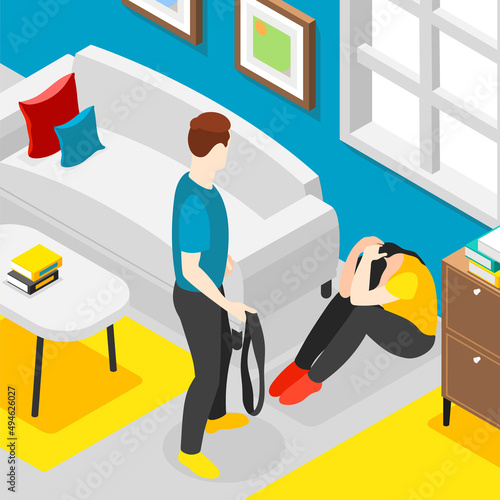 Domestic Violence Isometric Background
