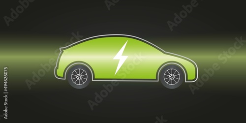 Electric car symbol. Vector illustration on a dark background