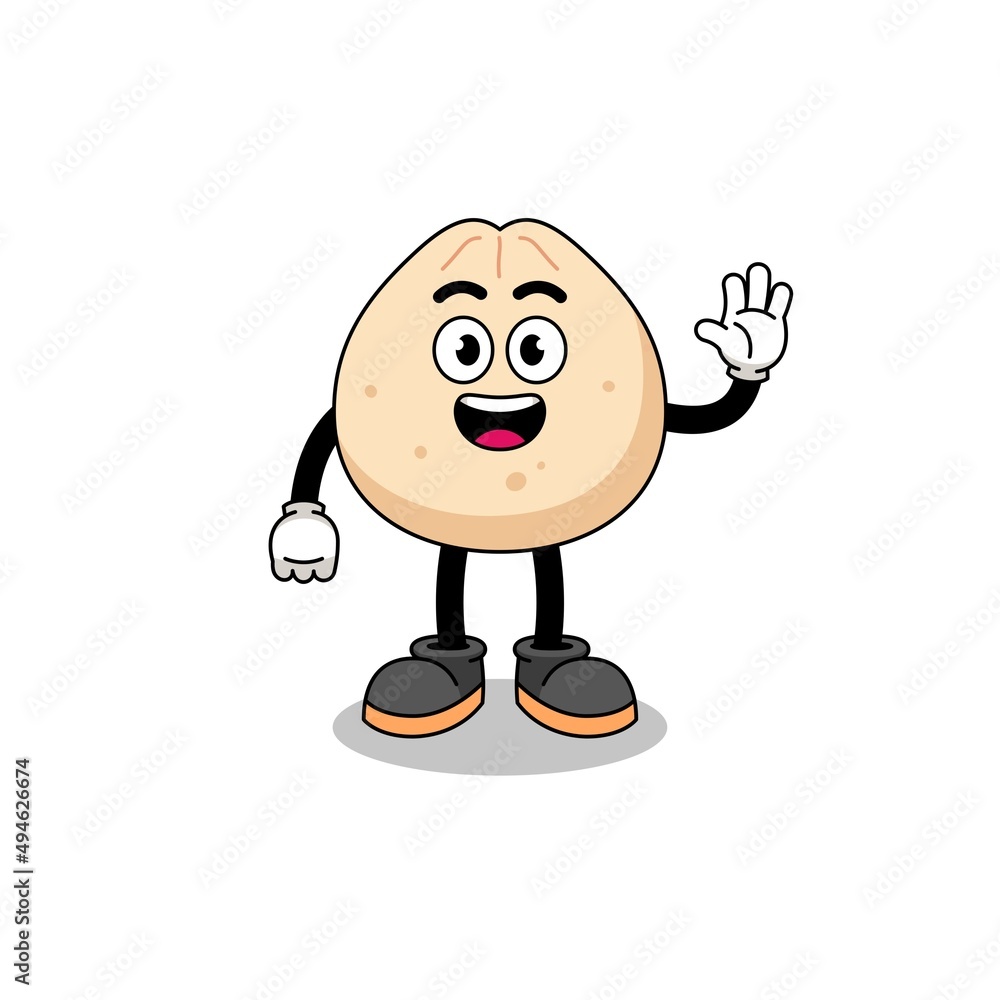 meat bun cartoon doing wave hand gesture meat bun cartoon doing wave hand gesture