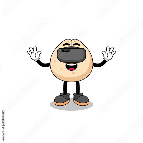 Illustration of meat bun with a vr headset