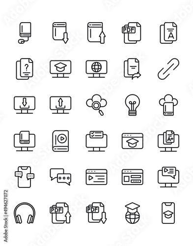 E-Learning Icon Set 30 isolated on white background