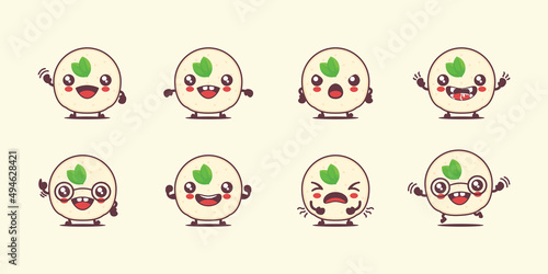 idli sambar cartoon. indian food vector illustration. with different faces and expressions