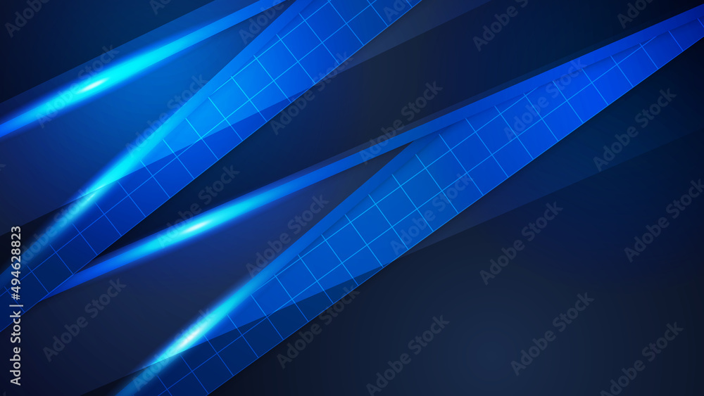 Obraz premium Abstract modern blue and black background. Vector illustration design for presentation, banner, cover, web, flyer, card, poster, wallpaper, texture, slide, magazine, and powerpoint.