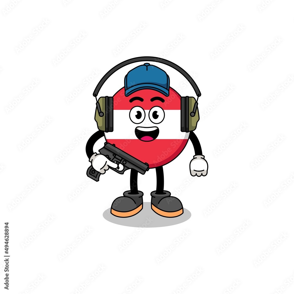 Character mascot of austria flag doing shooting range Character mascot of austria flag doing shooting range