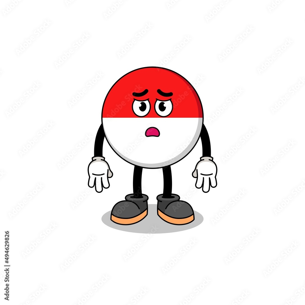 indonesia flag cartoon illustration with sad face indonesia flag cartoon illustration with sad face