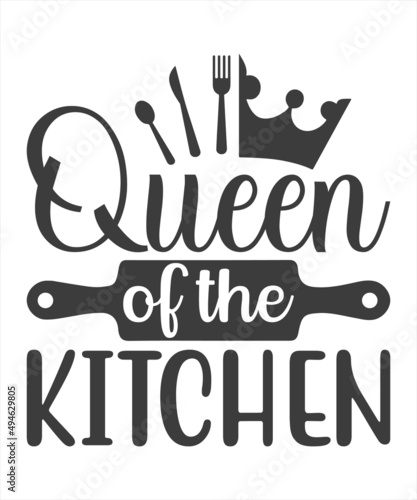 Hand drawn typography poster. Inspirational vector typography. Queen of the Kitchen. Vector calligraphy.