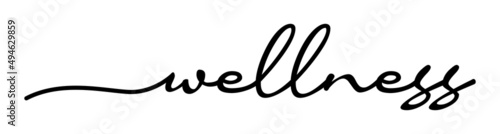 Wellness Handwriting Black Lettering Calligraphy Banner. Greeting Card Vector Illustration.