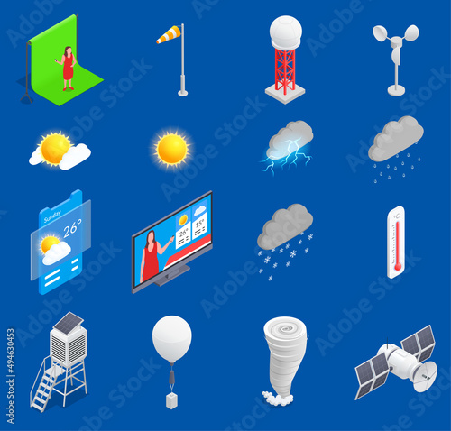 Meteorology Isometric Set