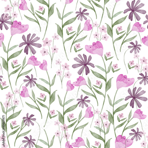 Wildforal seamless pattern. Trendy color for fashion. wallpapers  and print. A lot of flowers.  Ditsy style.