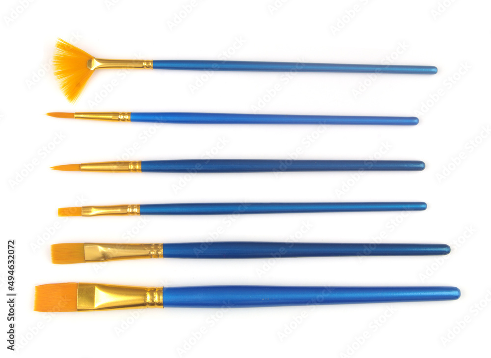 Fototapeta premium Set of different paintbrushes isolated on white background