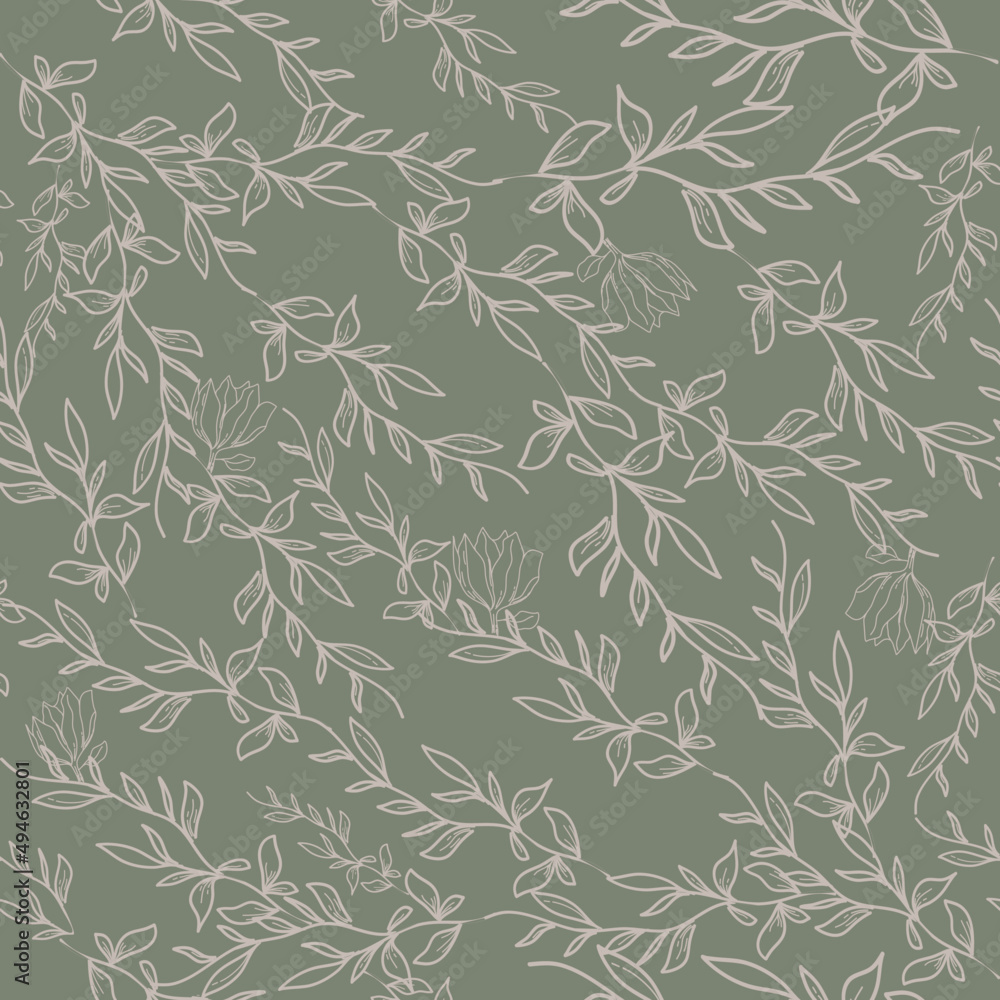 Fototapeta premium Flowers Vector Seamless Pattern. Ditsy style. Pattern for fashion and print. 